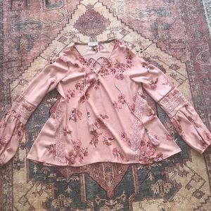 Pink floral blouse